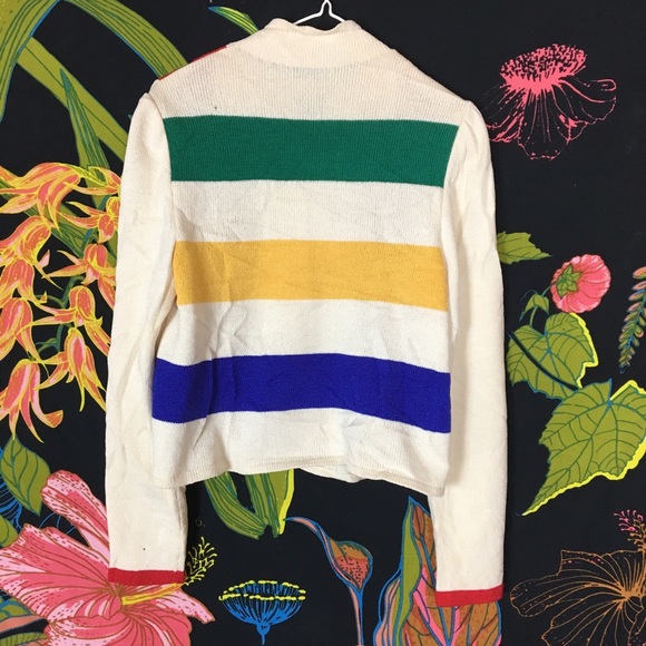 VINTAGE / Color Block Button Up Sweater - Picture 3 of 3